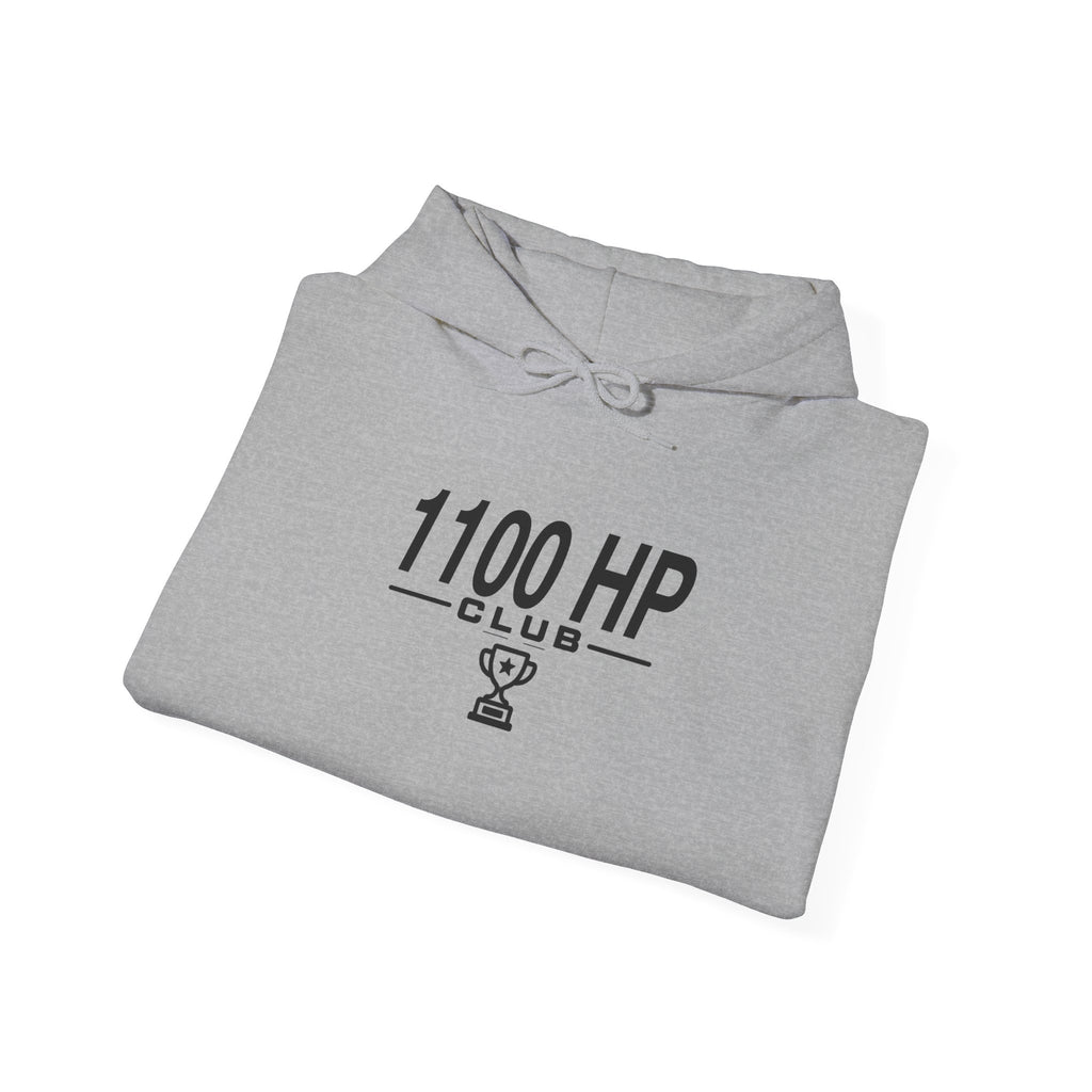 Sport grey hoodie folded with hood drawstrings and front logo graphic