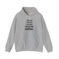 Light gray hoodie with front pocket, drawstring hood, and Tarmac/Gravel/Snow graphic text.
