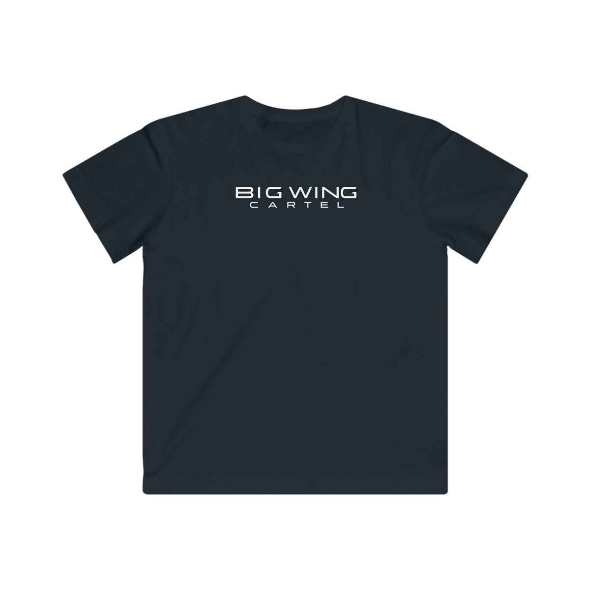 Kids black T-shirt with Big Wing Cartel chest logo graphic