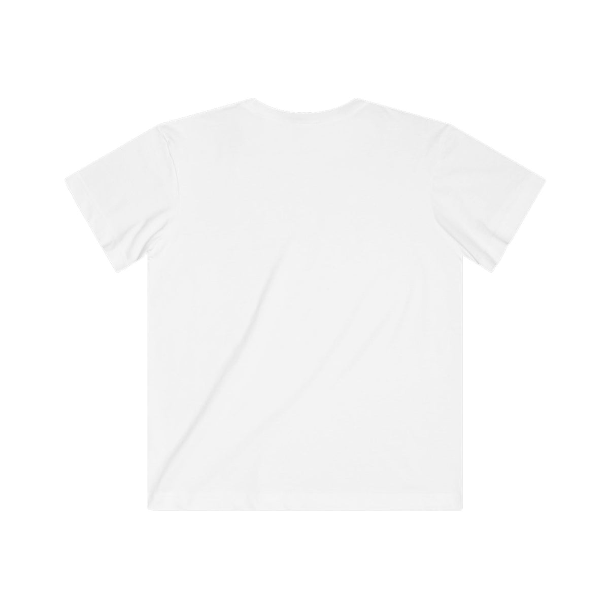 White kids T-shirt back view with plain crew neck