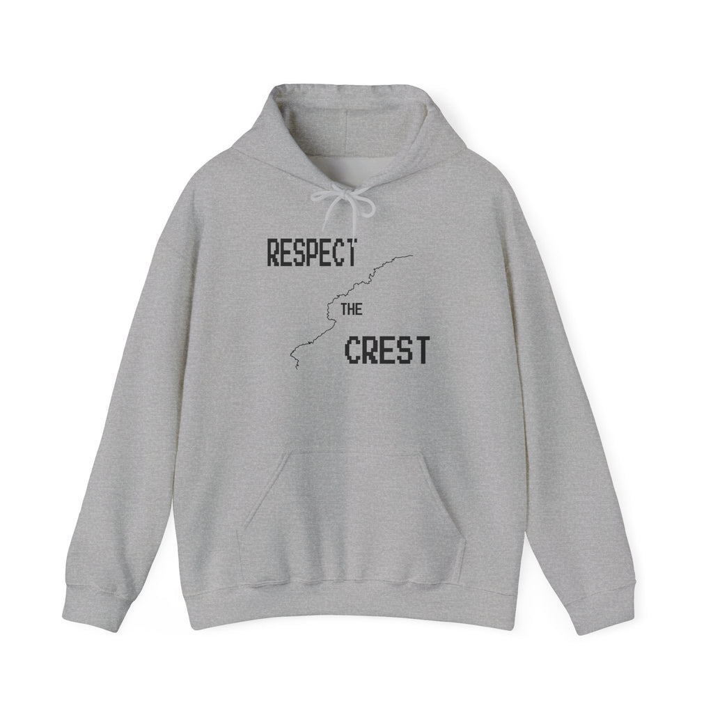 Gray pullover hoodie with front graphic print and kangaroo pocket