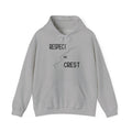 Gray pullover hoodie with front graphic print and kangaroo pocket