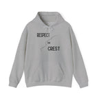 Gray pullover hoodie with front graphic print and kangaroo pocket