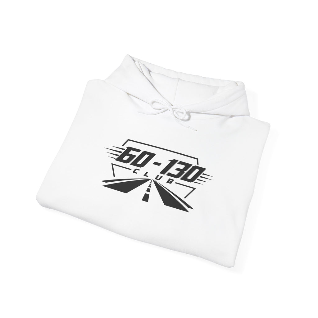 White club hoodie folded, 60-130 graphic front, pullover hood and drawstring