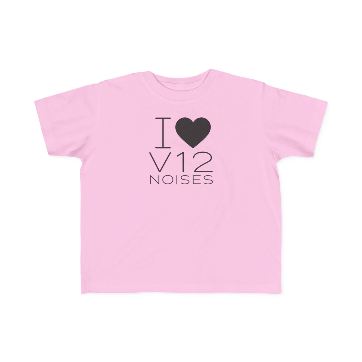Pink toddler graphic T-shirt with heart and "I V12 NOISES" design