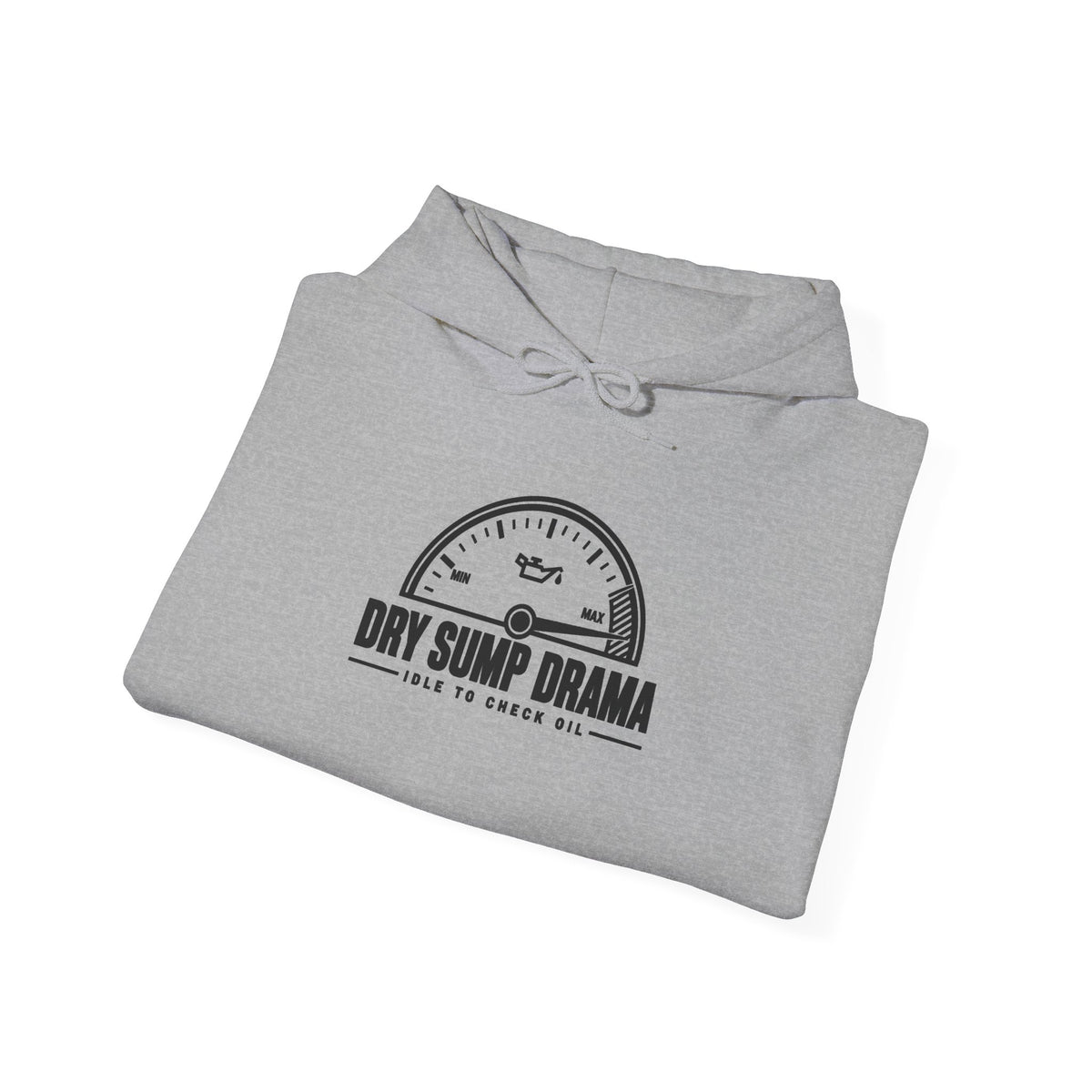 Heather gray pullover hoodie folded with chest logo graphic and drawstring hood