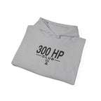 Sport grey hoodie folded with drawstring hood and 300 HP Club graphic