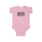 Pink baby bodysuit with short sleeves and front slogan graphic