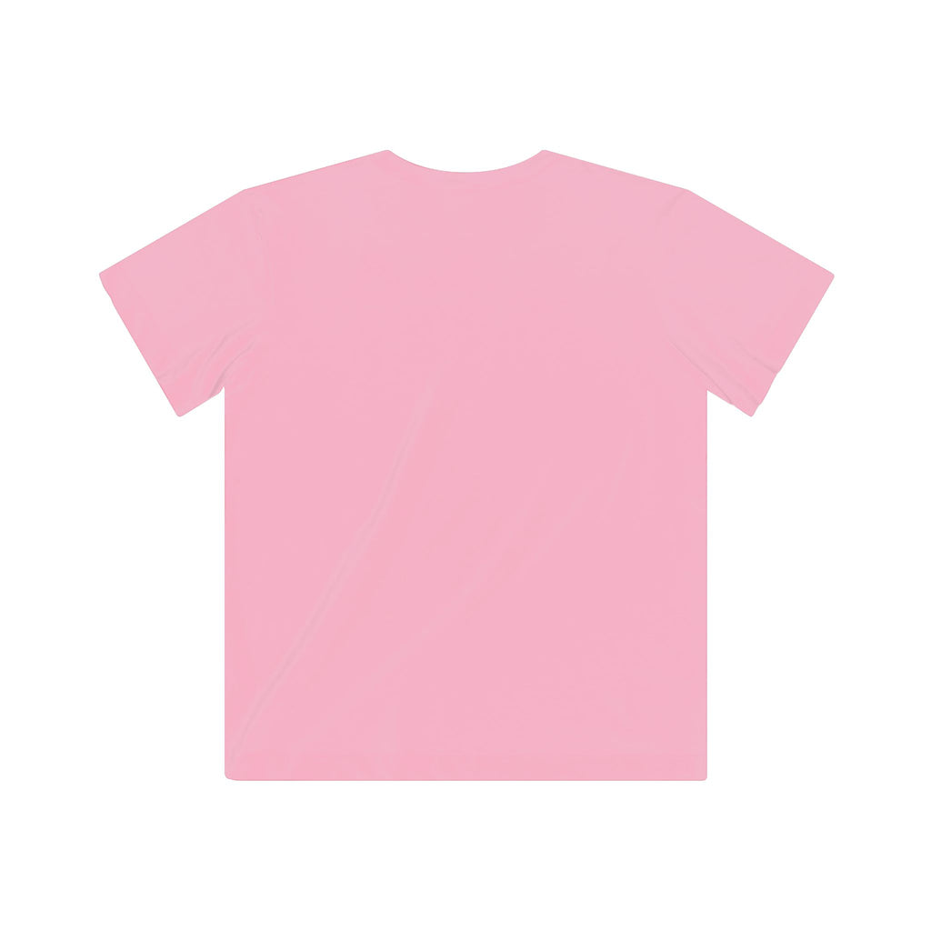 Kids pink T-shirt with short sleeves and crew neckline