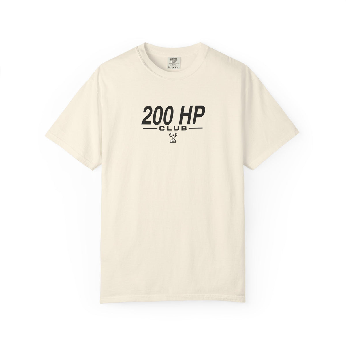 Ivory 200 HP Club T-shirt with centered black logo graphic on the front