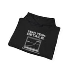 Black overboost warning hoodie with drawstring hood and front graphic print