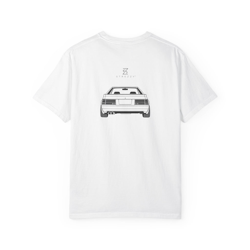 White JDM t-shirt with centered car graphic illustration
