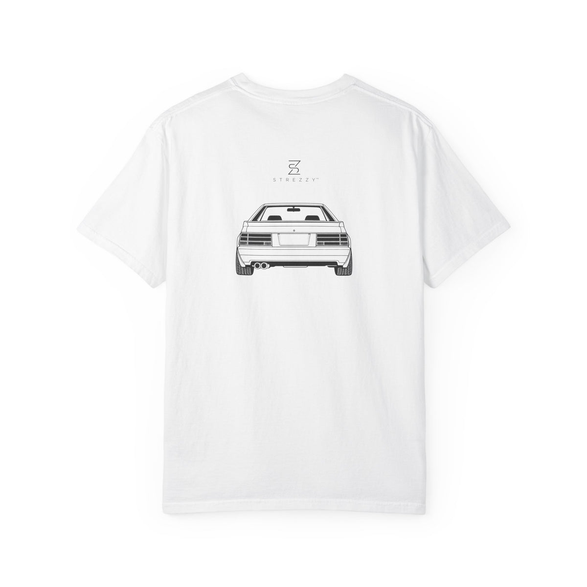 White JDM t-shirt with centered car graphic illustration