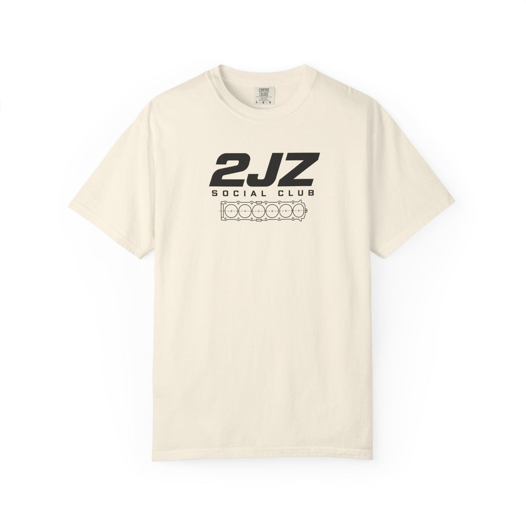 Ivory crew-neck T-shirt with 2JZ Social Club front graphic