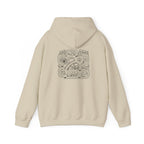 Sand pullover hoodie with back street map graphic and hood