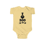Butter baby bodysuit with “I Boo” heart and spider graphic on the front