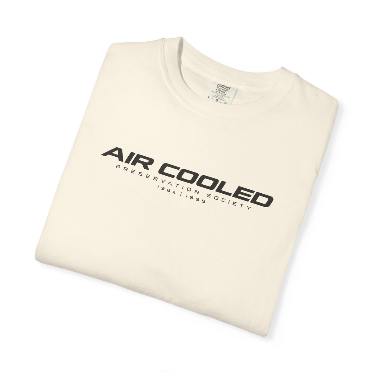 Ivory crewneck t-shirt with large 'AIR COOLED' logo print on the chest