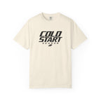 Ivory graphic T-shirt with "COLD START SEASON" logo on the front