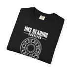 Black crew-neck T-shirt with front 'IMS BEARING SURVIVOR' wheel graphic
