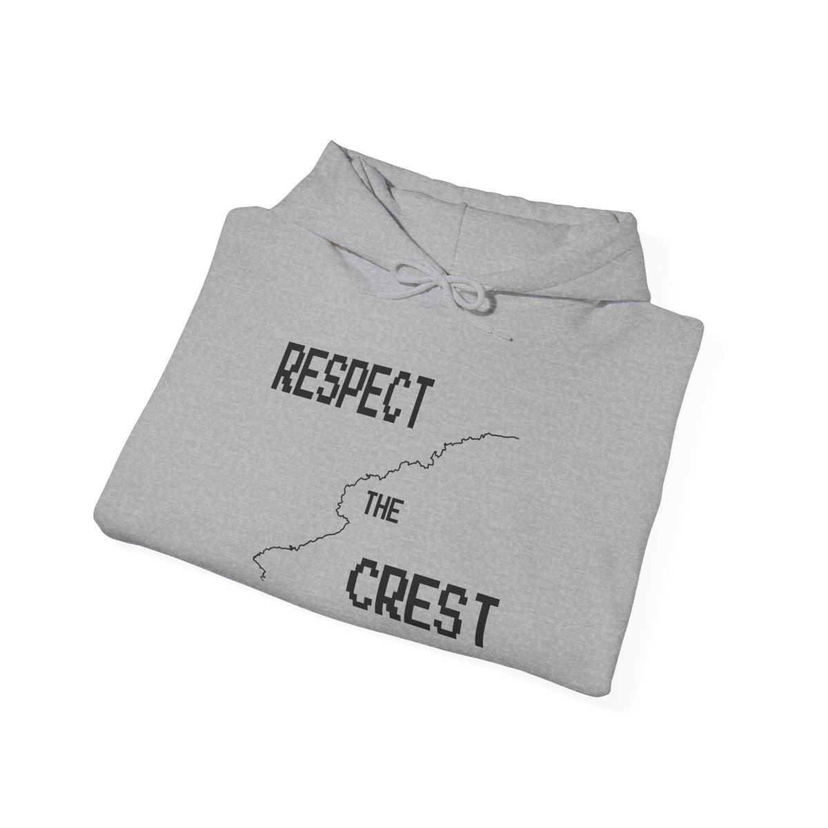 Sport grey hoodie with Respect and The Crest printed crest graphic and drawstring hood.