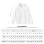 White pullover hoodie with drawstring hood and kangaroo pocket