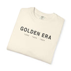 Ivory crewneck t-shirt with GOLDEN ERA text and year graphic across chest