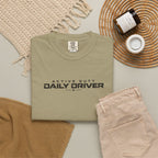 Moss crew-neck T-shirt with “Daily Driver” chest graphic print.