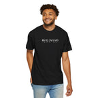 Black graphic T-shirt with Big Wing Cartel front logo print on model
