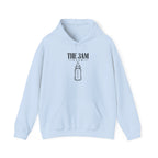 Baby pullover hoodie in light blue with “THE 3AM CLUB” bottle graphic on chest