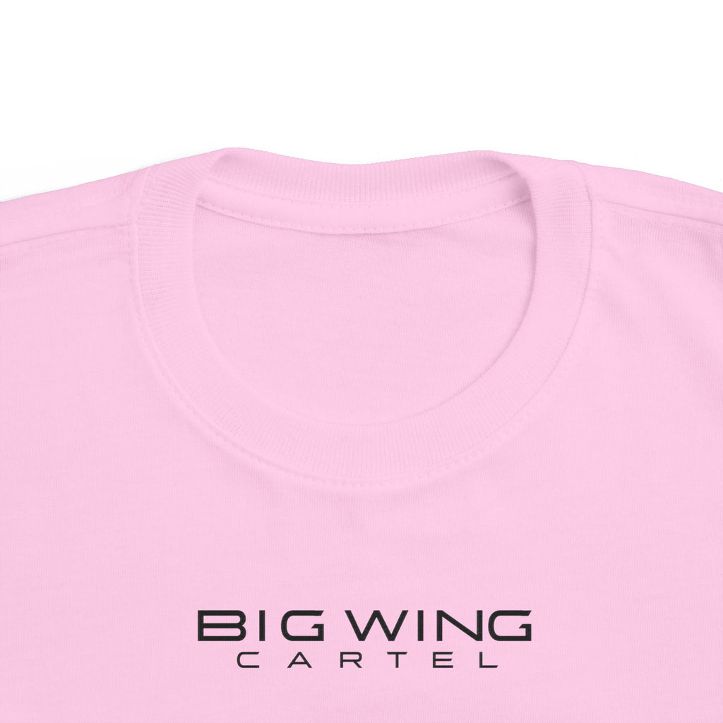Pink toddler t-shirt with Big Wing Cartel chest logo
