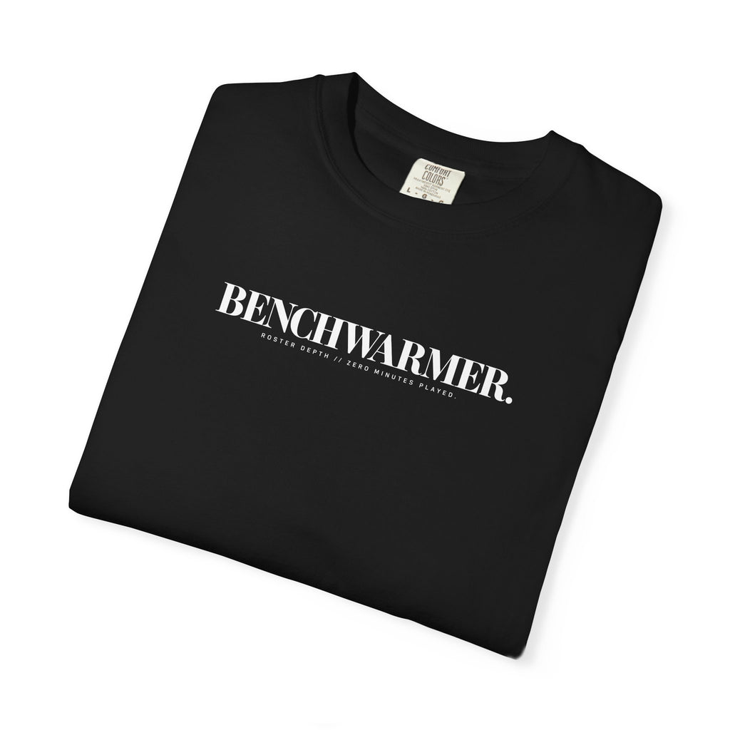 Black Benchwarmer T-shirt with 'BENCHWARMER' logo front print