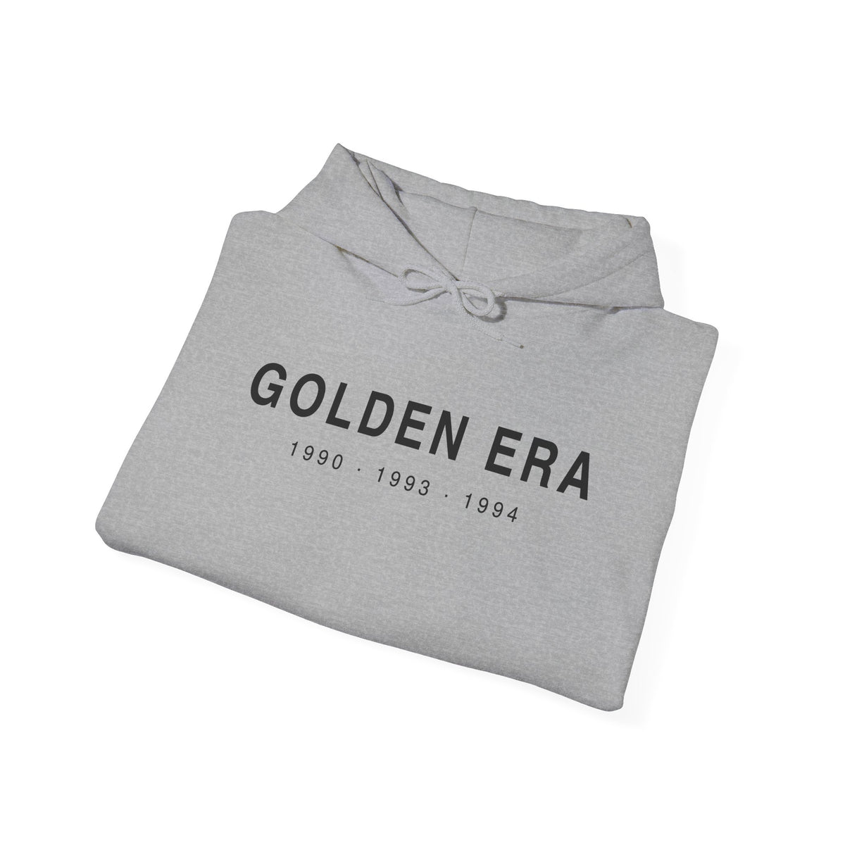 Sport grey pullover hoodie with drawstring hood and Golden Era logo text