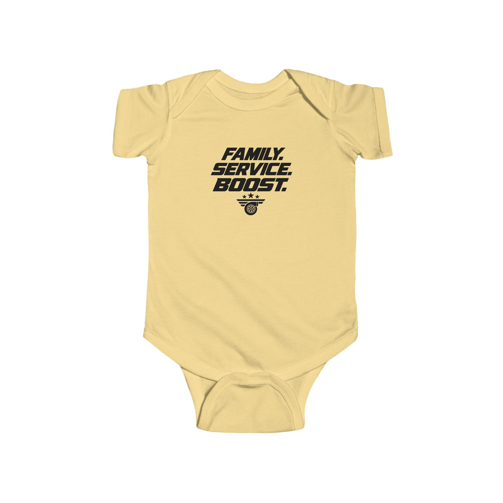 Baby bodysuit, butter yellow, front graphic print