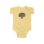 Baby bodysuit, butter yellow, front graphic print