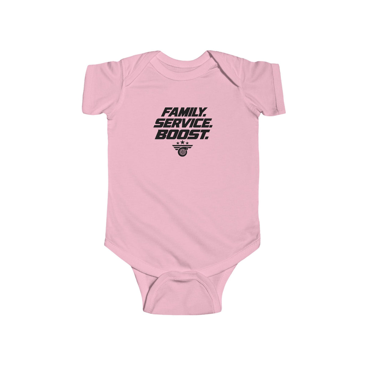 Baby bodysuit, pink, front graphic print