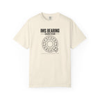 Ivory crew-neck T-shirt featuring front 'IMS BEARING SURVIVOR' circular emblem