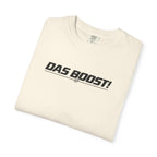 Ivory crew-neck short-sleeve T-shirt with DAS BOOST! logo printed on the front