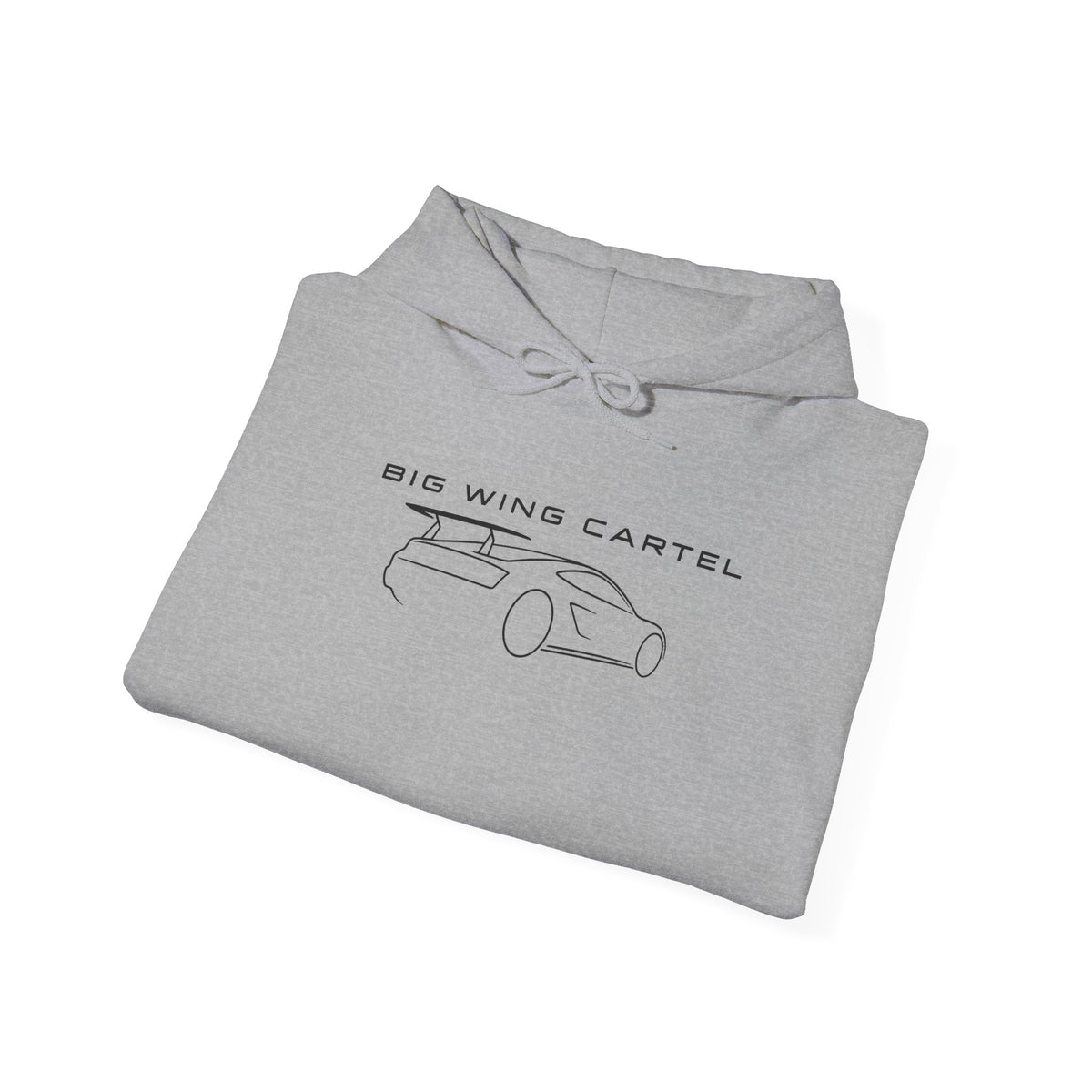 Sport grey Big Wing Cartel hoodie with kangaroo pocket and front graphic