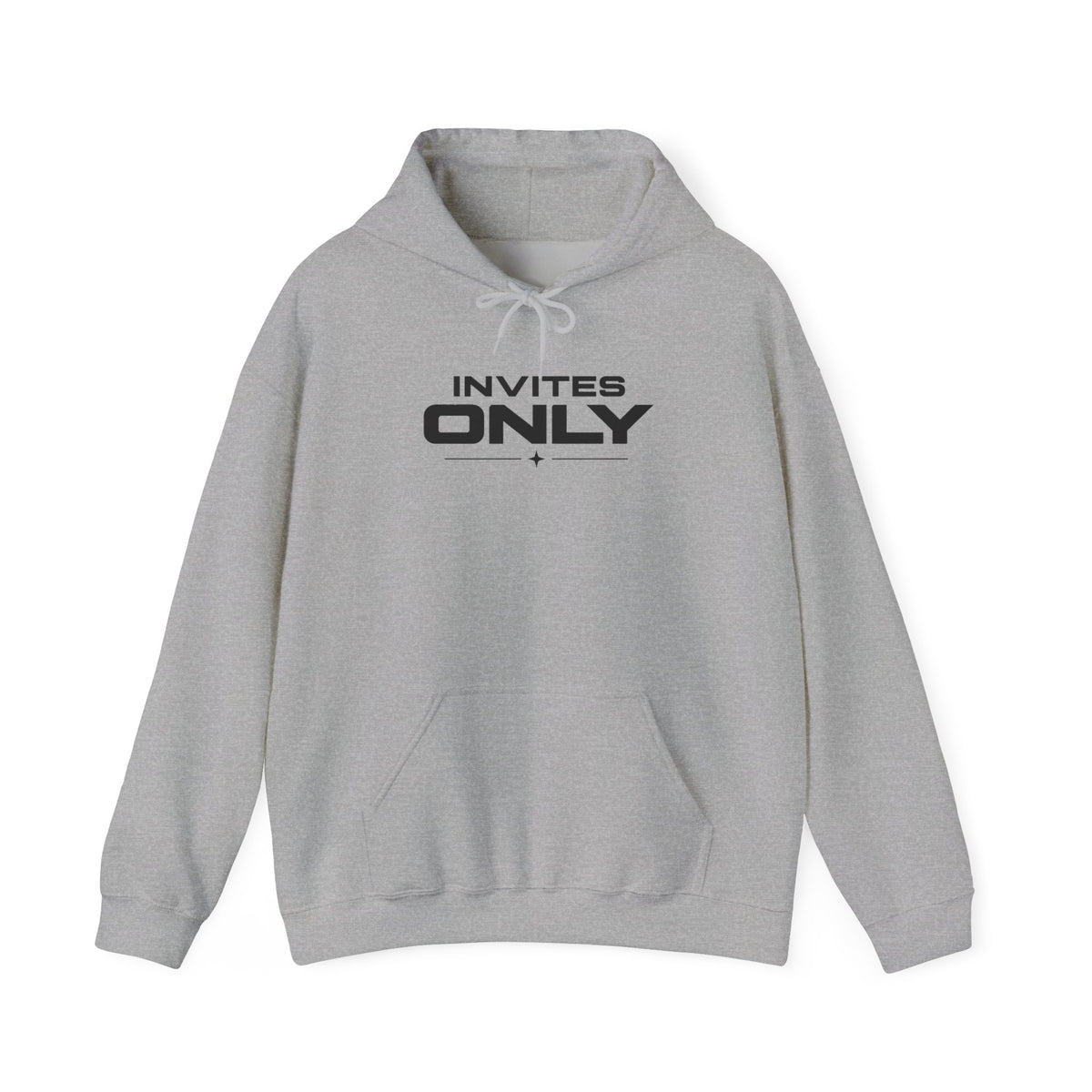 Sport grey hoodie with drawstring hood and front "INVITES ONLY" logo print