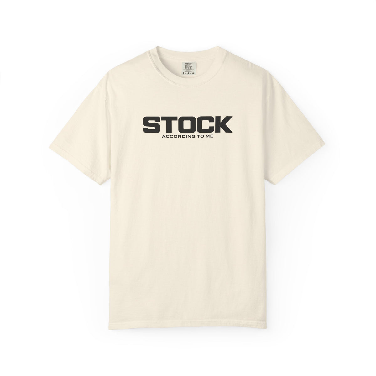 Ivory crewneck T-shirt with STOCK graphic logo on the front