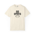 Ivory football T-shirt with Go Sports logo graphic and football emblem