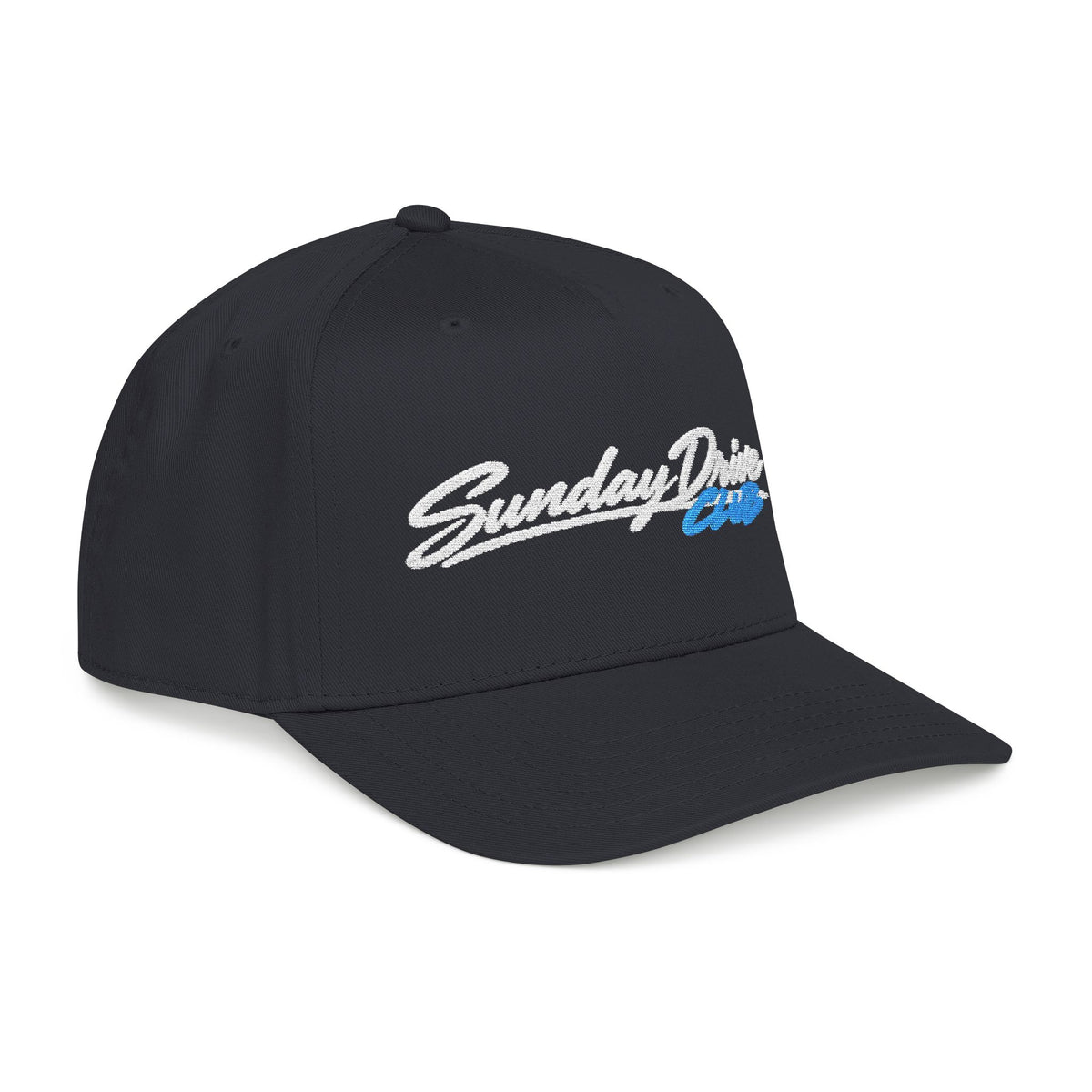Black baseball cap with side embroidered logo