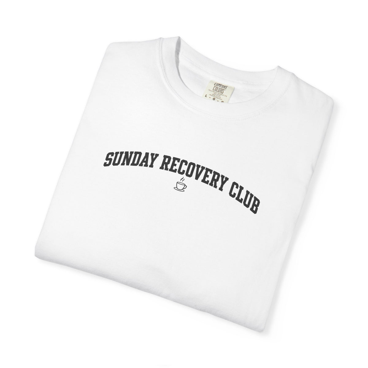 White T-shirt with 'Sunday Recovery Club' chest graphic