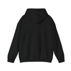 Black pullover hoodie with attached hood and long sleeves
