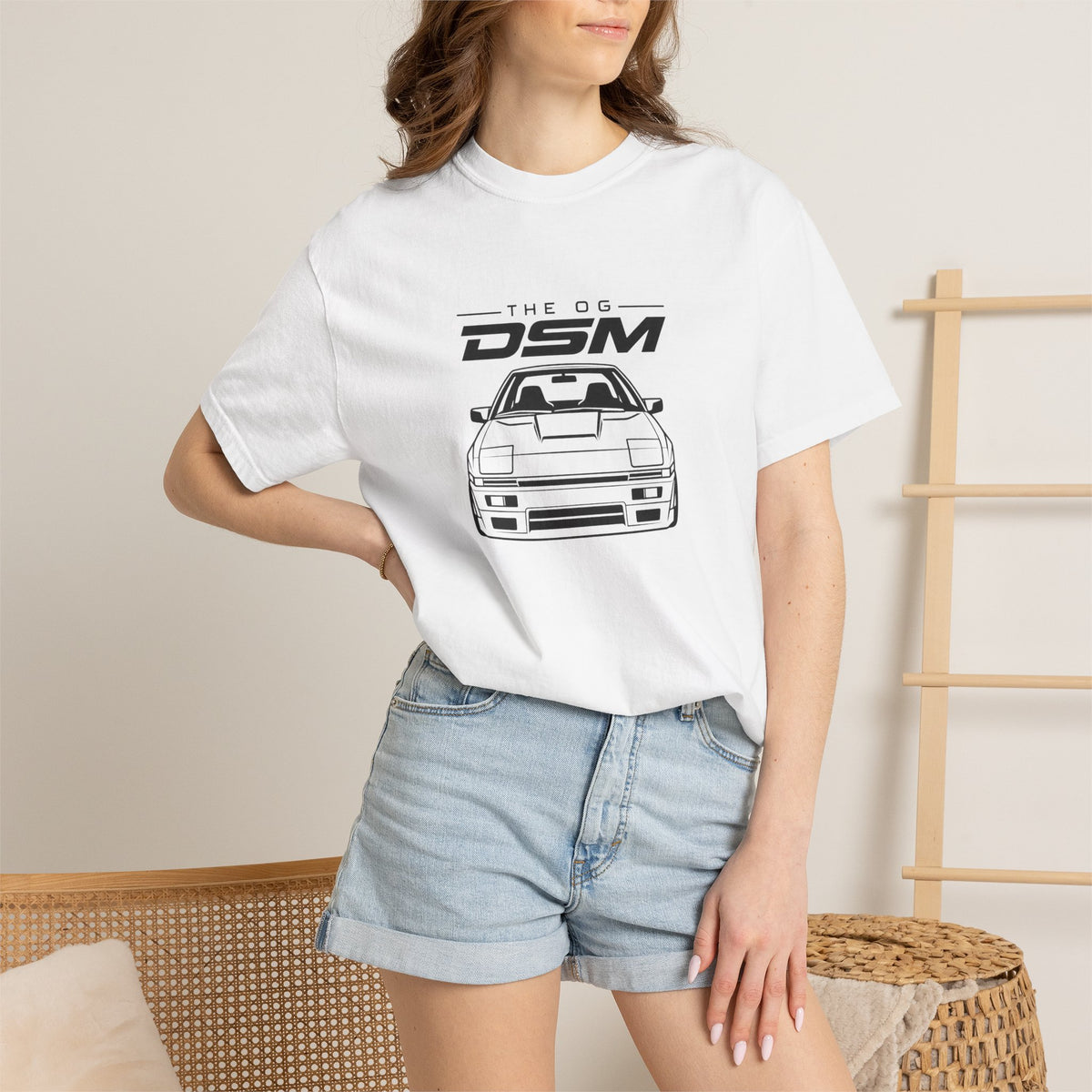 White T-shirt with front car graphic