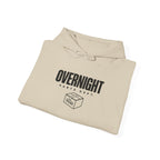 Sand pullover hoodie folded with chest logo graphic and drawstring hood