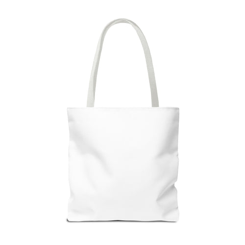 White Strezzy Racing tote bag with long handles, plain front