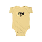 Butter yellow baby short-sleeve bodysuit with chest graphic logo