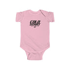 Pink baby short-sleeve bodysuit with chest graphic logo