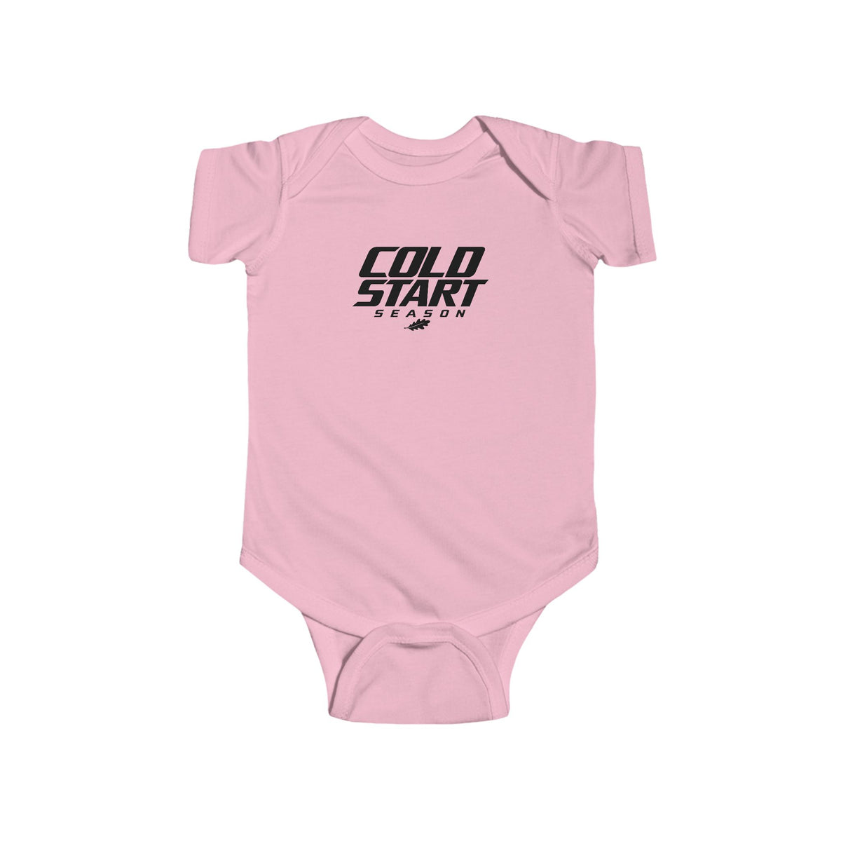 Pink baby short-sleeve bodysuit with chest graphic logo